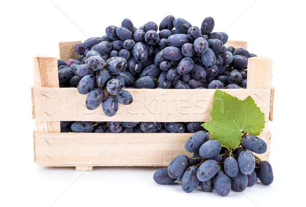 Red table grapes (Vitis) in wooden crate Stock photo © erierika