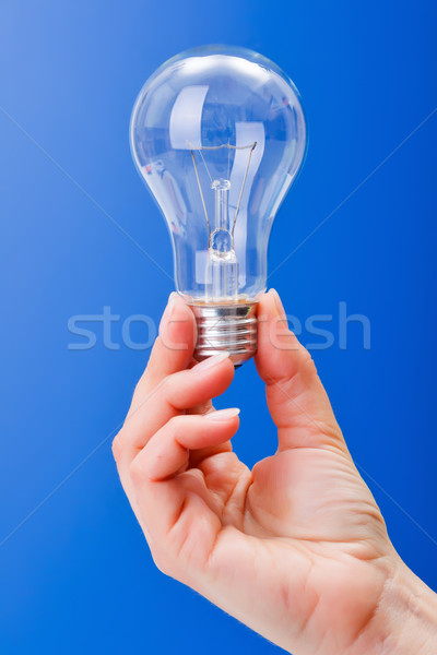 Hand holding a clear incandescent light bulb Stock photo © erierika