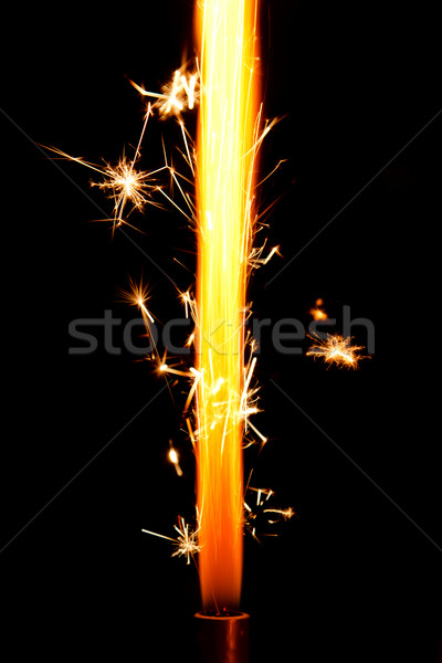 Stock foto: Kuchen · Feuerwerk · Flamme · Funken · schwarz · Licht