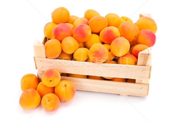 Peaches (Prunus persica) in wooden crate Stock photo © erierika