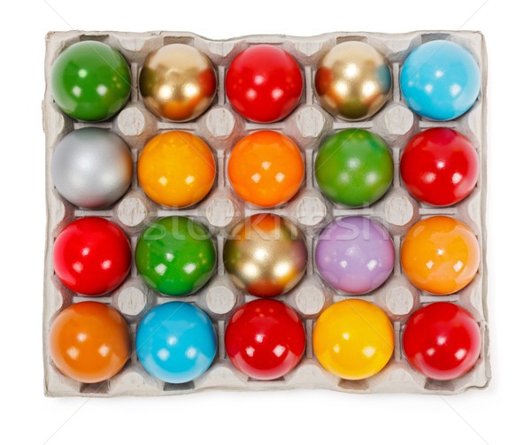 Coloré peint œufs de Pâques carton stockage rack [[stock_photo]] © erierika