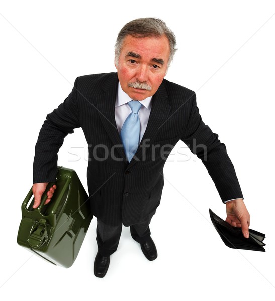 Man showing gas can and empty wallet Stock photo © erierika