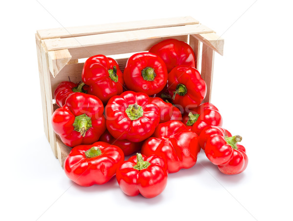 Crate of fresh ripe red paprika Stock photo © erierika