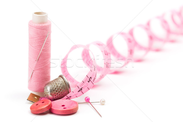 Varr kellékek fonál tű gyűszű rózsaszín Stock fotó © erierika