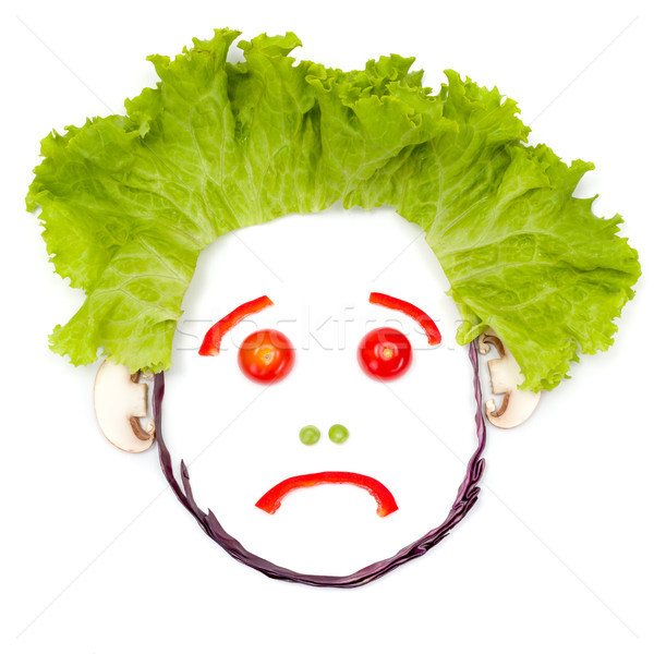 Sad human head made of vegetables Stock photo © erierika