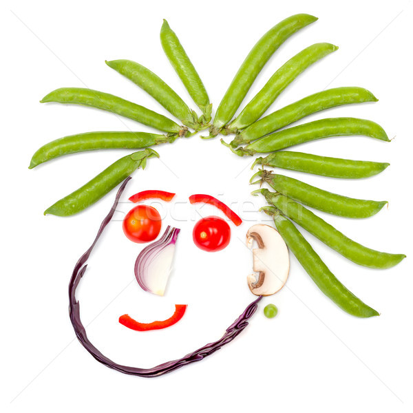 Happy human head made of vegetables Stock photo © erierika
