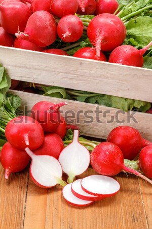 Macro of fresh sliced radish in crate Stock photo © erierika