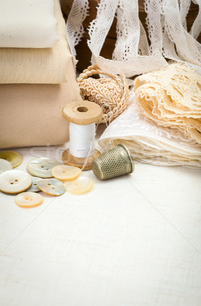 Vintage cucire thread ditale shell Foto d'archivio © erierika