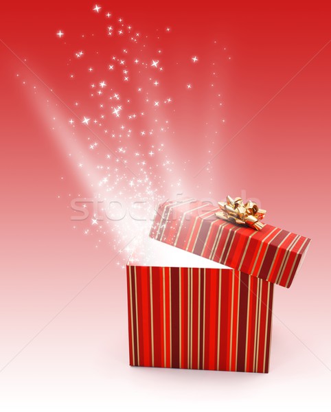 [[stock_photo]]: Lumière · étoiles · sur · coffret · cadeau · se · demander