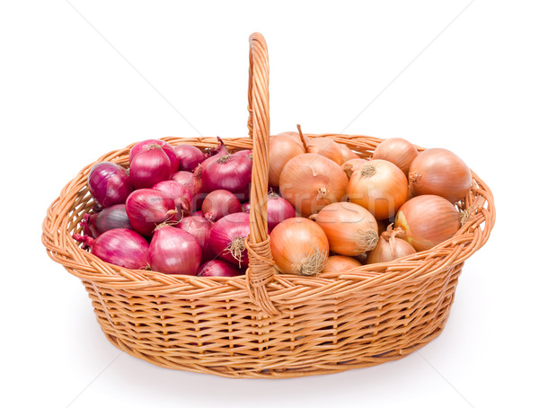 Full basket with onions crop Stock photo © erierika