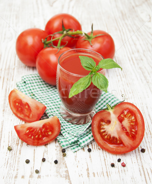 Sok pomidorowy szkła świeże pomidory charakter liści Zdjęcia stock © Es75