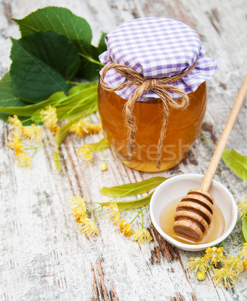 Jar miele fiori legno fiore Foto d'archivio © Es75