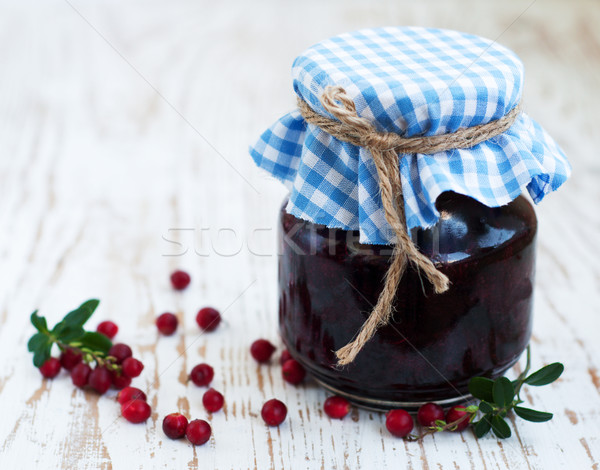 Stock photo: jar of cranberries jam
