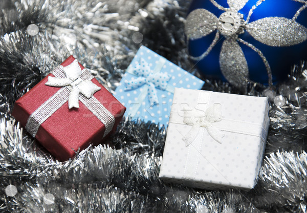 Navidad decoración chuchería regalos plata metálico Foto stock © Es75