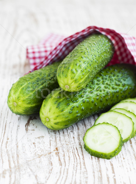 Concombres vert tranches bois nature manger [[stock_photo]] © Es75