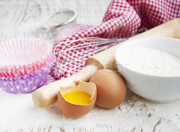 Foto d'archivio: Cottura · ingredienti · tavola · vecchio · bianco · alimentare