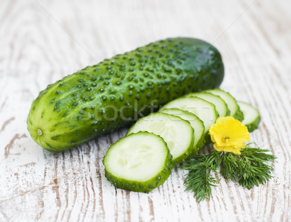 Concombres vert tranches bois nature manger [[stock_photo]] © Es75