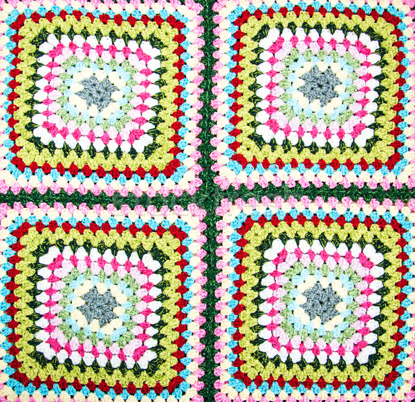 multicolored plaid square of crocheted Stock photo © Es75