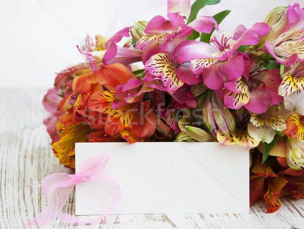 Flori alb card mesaj hârtie primăvară Imagine de stoc © Es75