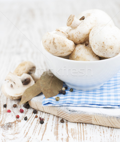 Gombák champignon tál fából készült étel természet Stock fotó © Es75