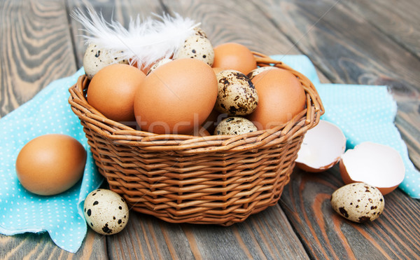 different types of eggs in a basket Stock photo © Es75