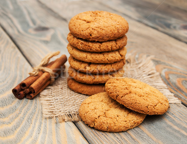 Haferflocken Cookies alten Holz Schokolade Gruppe Stock foto © Es75