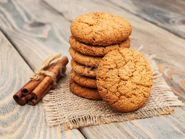 Haferflocken Cookies alten Holz Schokolade Gruppe Stock foto © Es75