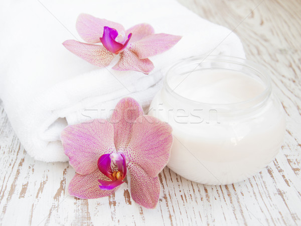 moisturizing cream with pink orchids Stock photo © Es75