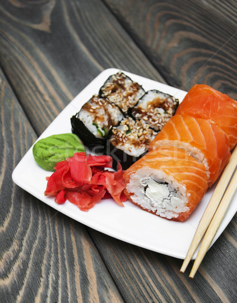 Foto d'archivio: Japanese · sushi · piatto · wasabi · zenzero
