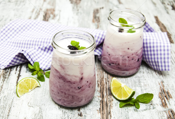 fresh fruit yoghurt with blackberries Stock photo © Es75
