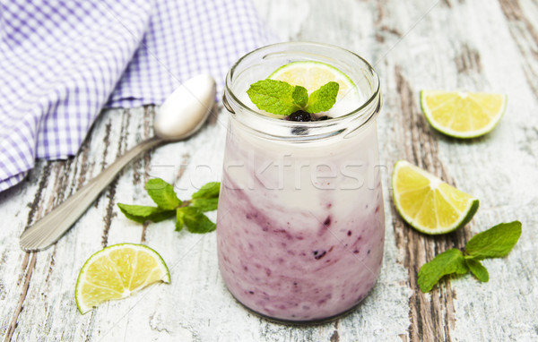 fresh fruit yoghurt with blackberries Stock photo © Es75