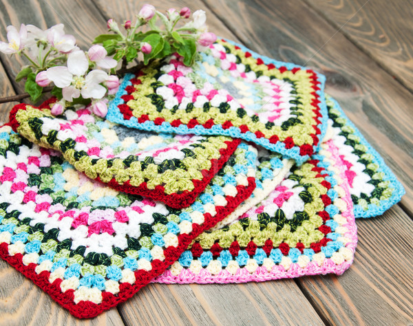 multicolored plaid squares of crocheted Stock photo © Es75