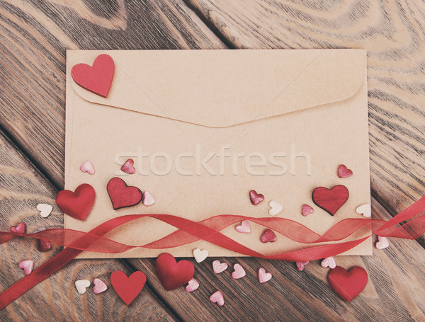 Enveloppe coeurs vintage papier mariage Photo stock © Es75