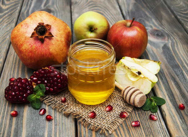 honey  apple and pomegranate Stock photo © Es75