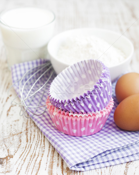 Cupcake cases and ingredients Stock photo © Es75