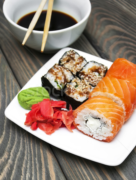 Japans sushi plaat wasabi gember Stockfoto © Es75