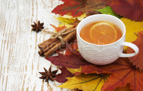 Cup of hot tea with lemon Stock photo © Es75