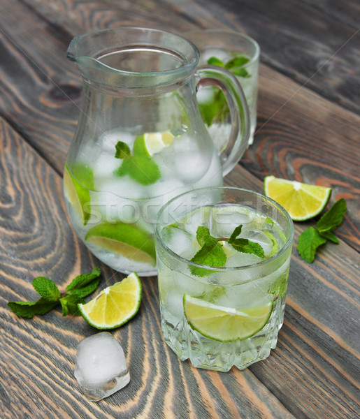 Stock photo: Cold fresh lemonade drink 