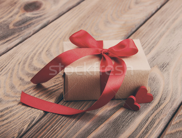 Gift box and hearts - vintage toning Stock photo © Es75