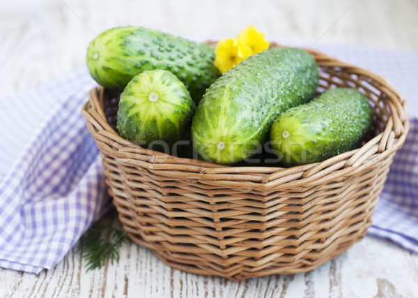 胡瓜 バスケット 緑 木製 自然 野菜 ストックフォト © Es75