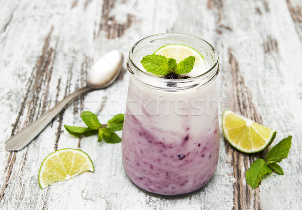 fresh fruit yoghurt with blackberries Stock photo © Es75
