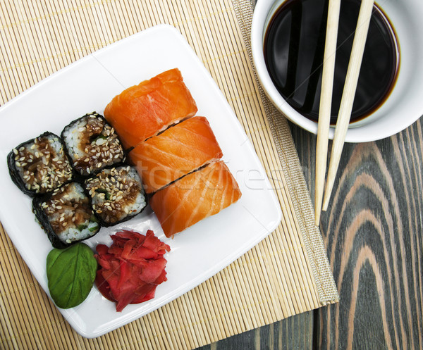 Japans sushi plaat wasabi gember Stockfoto © Es75