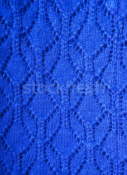 Blau gestrickt Stoff Textur Design Hintergrund Stock foto © Es75