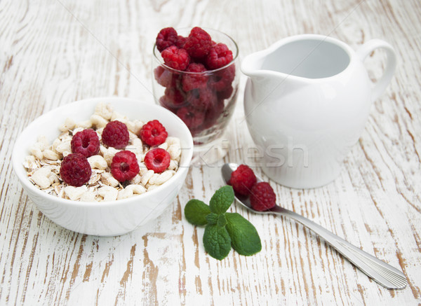 Grano muesli lamponi sani colazione alimentare Foto d'archivio © Es75