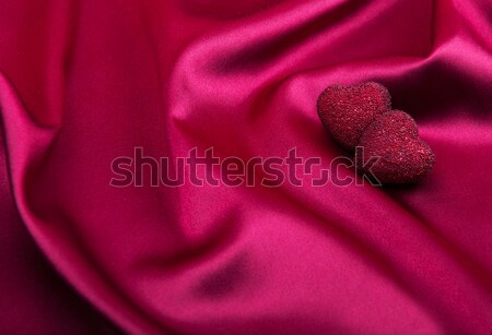 Rouge soie tissu résumé coeurs texture [[stock_photo]] © Es75