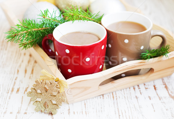 Weihnachten Cappuccino Tasse Urlaub Baum Winter Stock foto © Es75