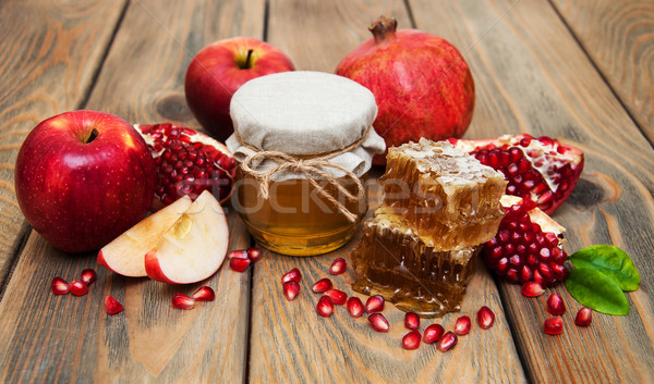 Honey with pomegranate and apples Stock photo © Es75
