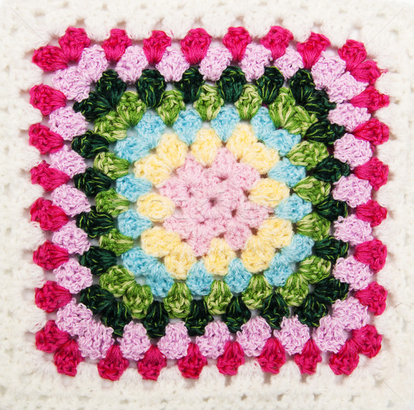 multicolored plaid square of crocheted Stock photo © Es75