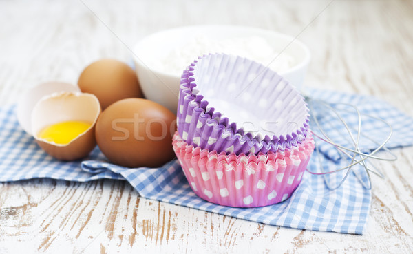 Cupcake cases and ingredients Stock photo © Es75