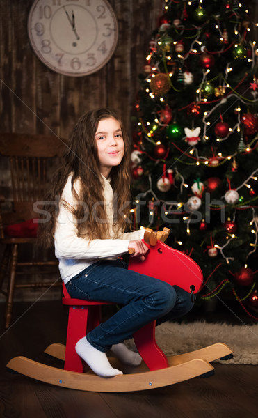 girl on a toy horse Stock photo © Es75